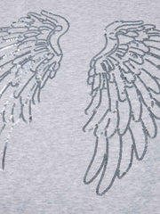 Sequin Wings Off-Shoulder Sweatshirt
