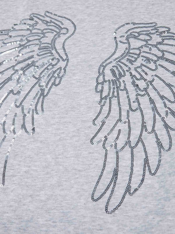 Sequin Wings Off-Shoulder Sweatshirt