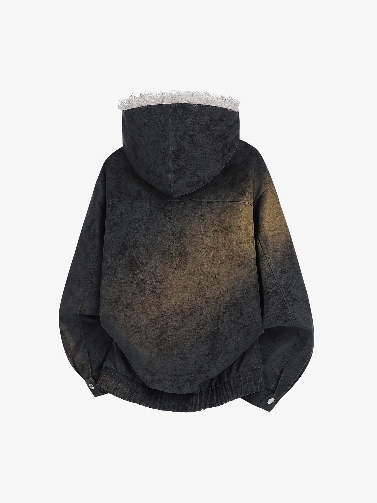 Studded Hooded Faux-Fur Collar Jacket