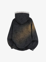 Studded Hooded Faux-Fur Collar Jacket