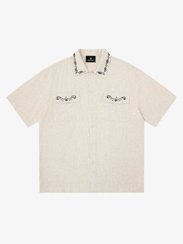 Retro Beaded Detail Short Sleeve Shirt 