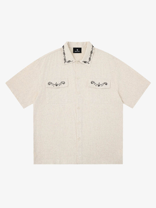 Retro Beaded Detail Short Sleeve Shirt