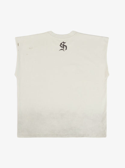 Supermade Distressed Ripped "Burn Your Flag" Sleeveless T-Shirt 