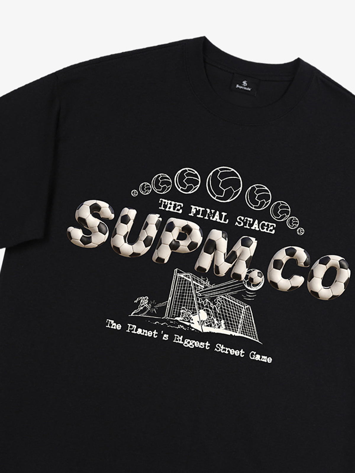 Cotton unisex solid short-sleeved T-shirt with a soccer collage logo and street football element print 