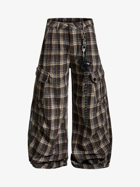 Plaid Jacket with Zipper Detail and Keychain Accessory 