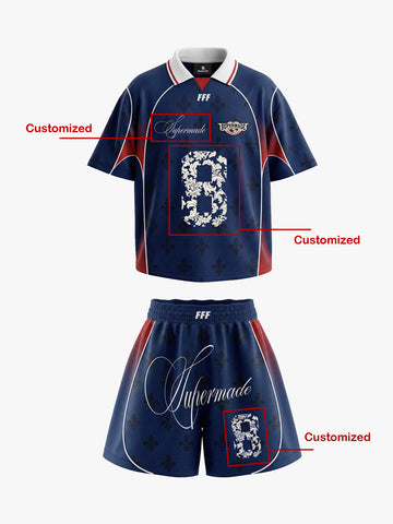Completo in jersey personalizzato con stampa a giglio in stile francese - 2623