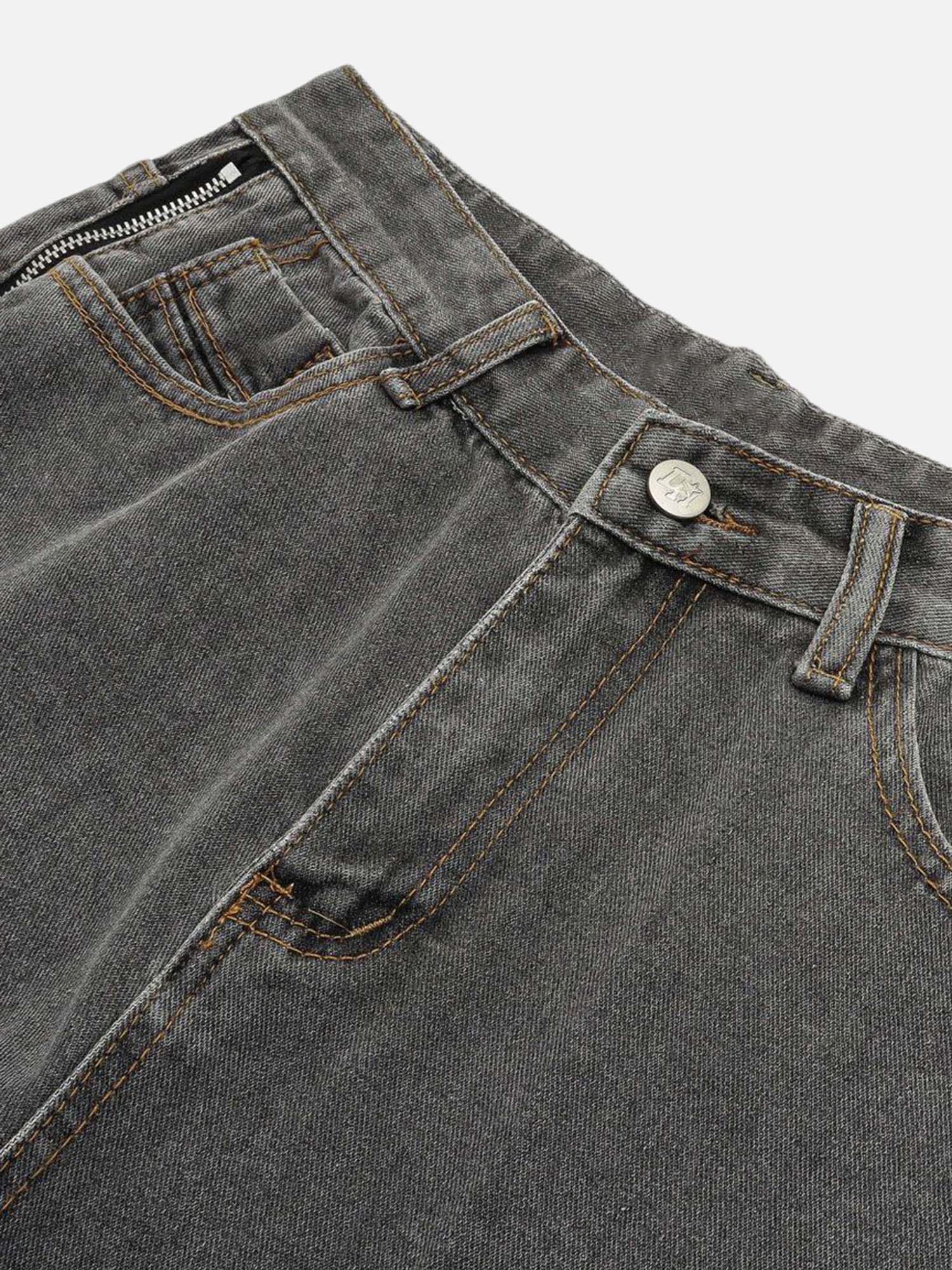 American Street Side Double Zipper Design Denim Shorts