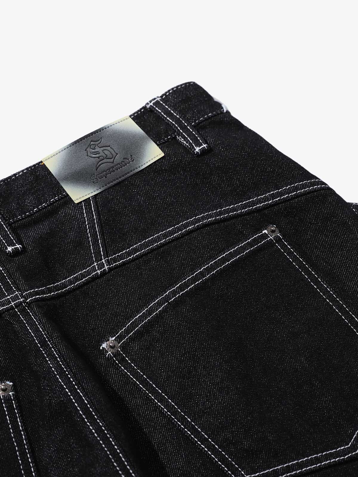 Contrast Stitching Deconstructed Denim Jorts 