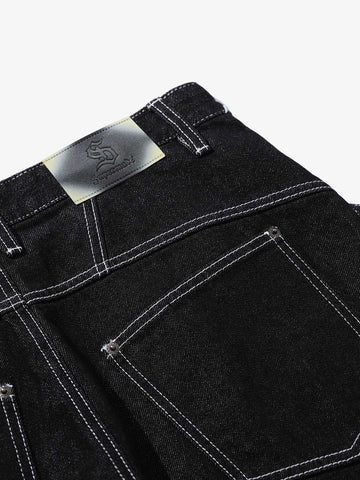 Contrast Stitching Deconstructed Denim Jorts 