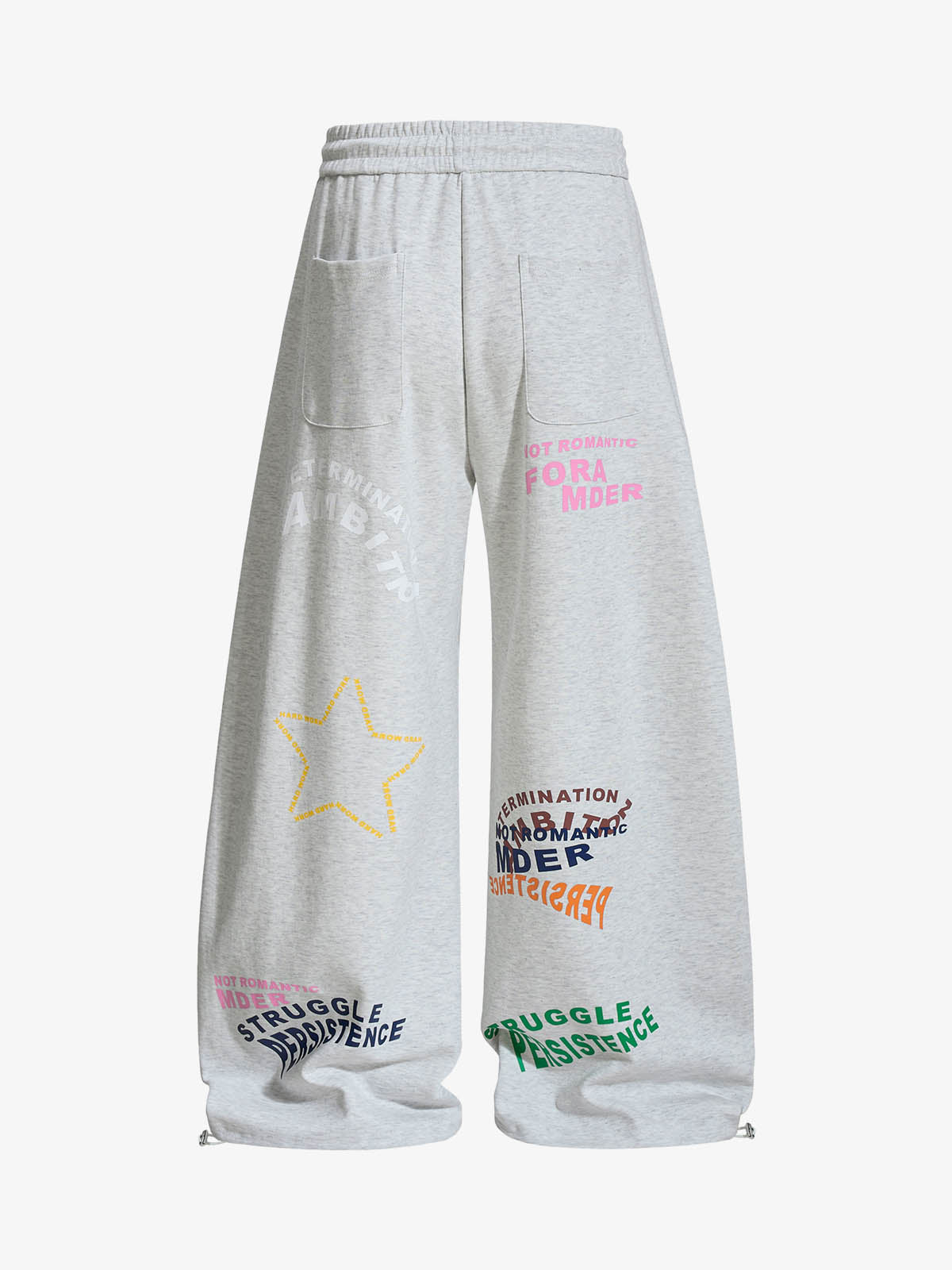 Multi-Color Typography Wide Leg Sweatpants 