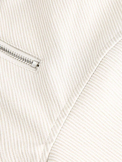 Pleated Back Sleeve Zip Up Jacket