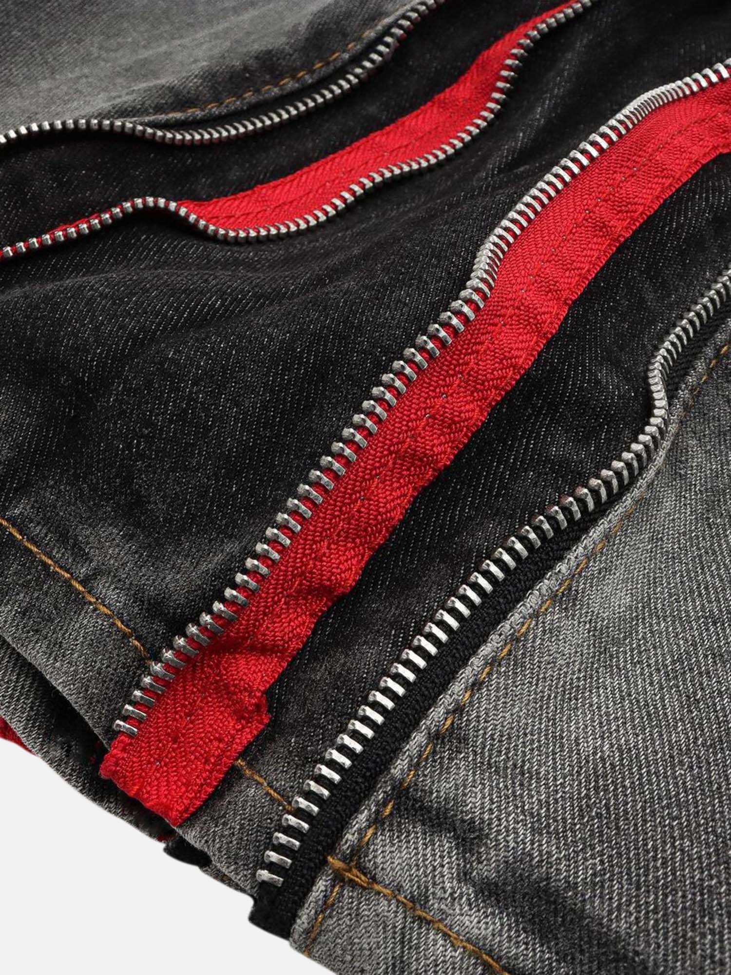 American Street Side Double Zipper Design Denim Shorts