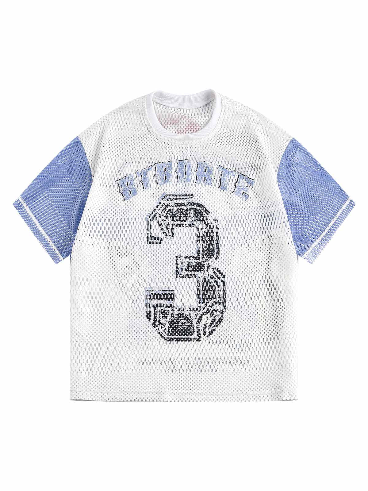 Mesh Digital Sports Print Graphic T-Shirt