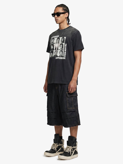 Vintage Contrast Stitch Cargo Shorts
