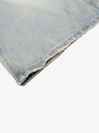 Light Wash Denim Wide Leg Bermuda Shorts for Women High Waist Casual Summer Style 