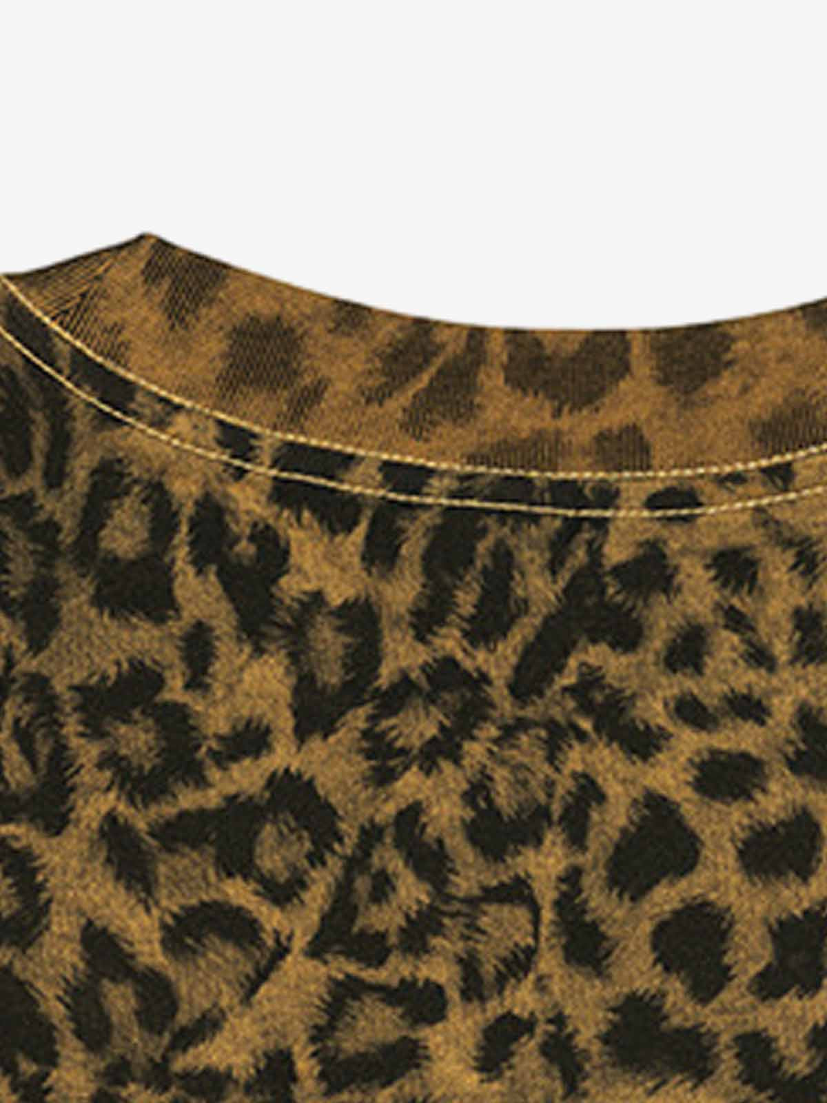 210G Cotton Leopard Print Oversized T-Shirt for Men Fashion Streetwear 