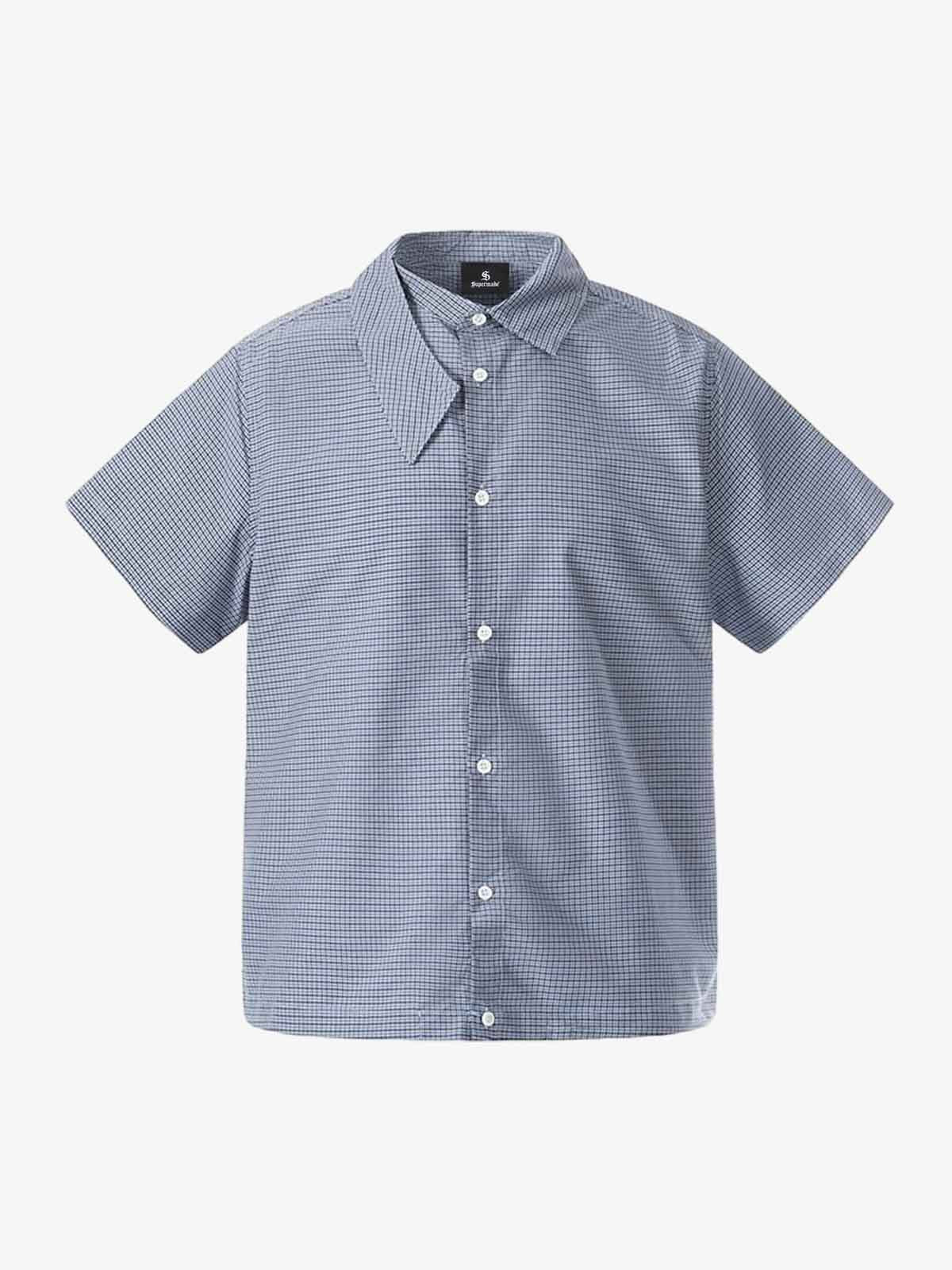 Irregular Plaid Collar Button Shirt