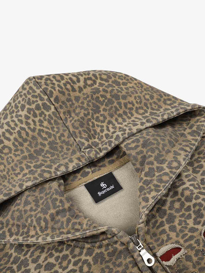 Leopard Print Hooded Jacket