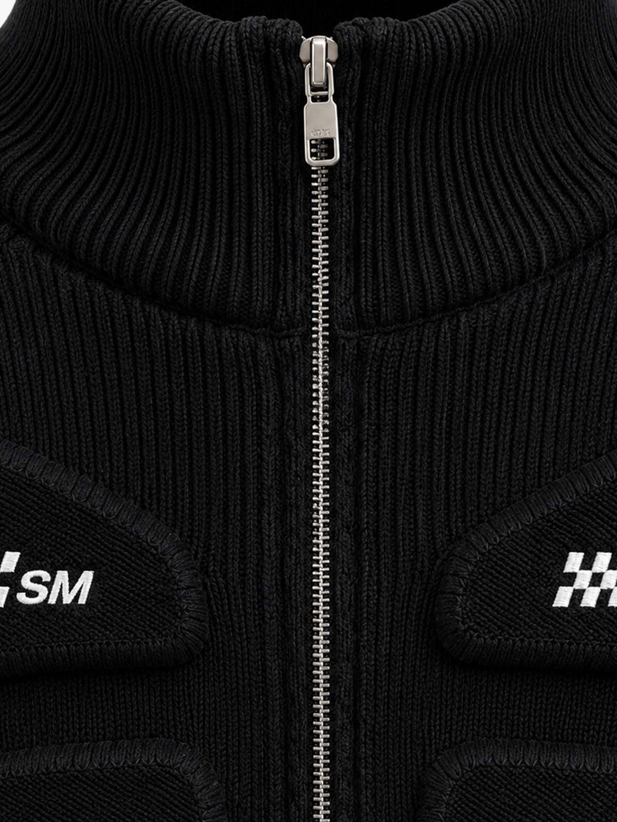 Scorpion Embroidered Padded Cropped Zip Sweater