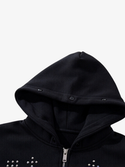 Detachable Fur Cross Zip Hoodie