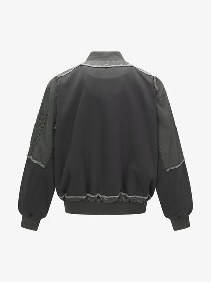 Denim Oversized Jacket with Studs and Faded Wash Design for Streetwear Style 