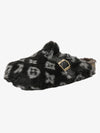 Abstract Spotted Faux Fur Buckle Clogs
