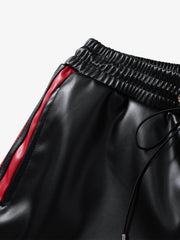 Striped Racing Faux-Leather Shorts 