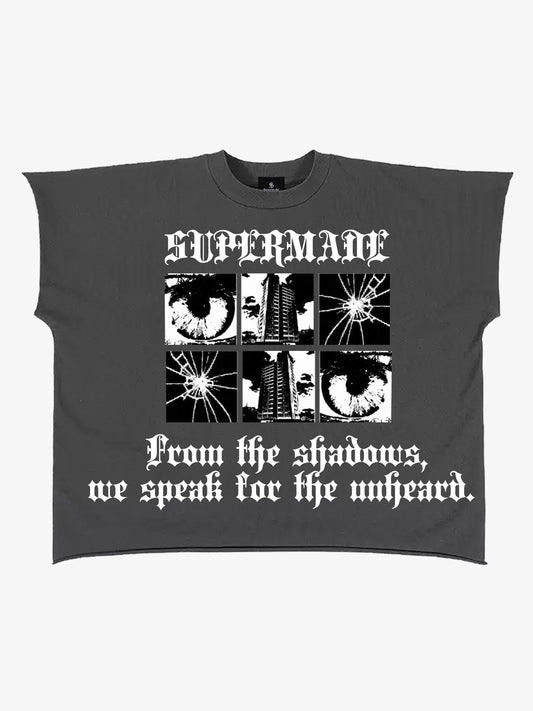 Oversized Crop Top with Bold Graphic Print and Edgy Skeleton Design 