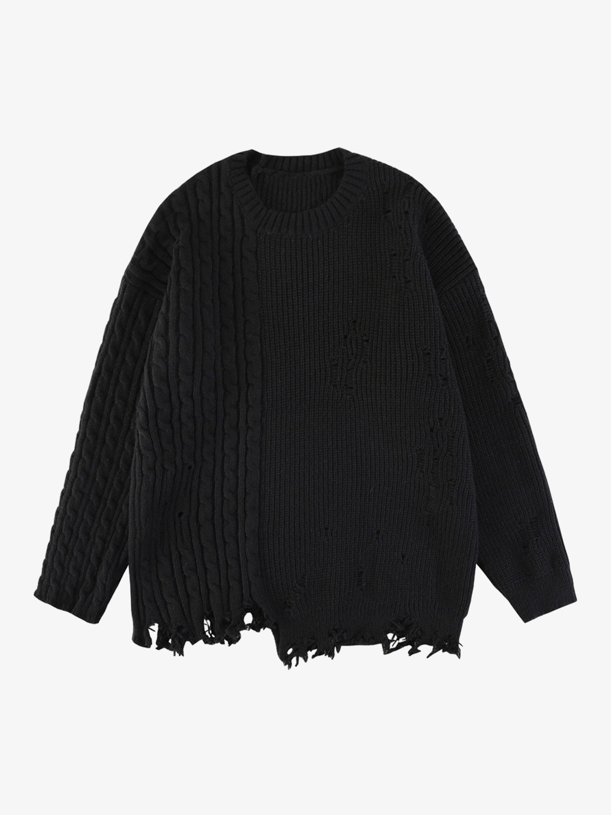 Cable Knit Crochet Hole Sweater 