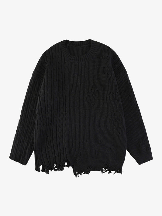 Cable Knit Crochet Hole Sweater 