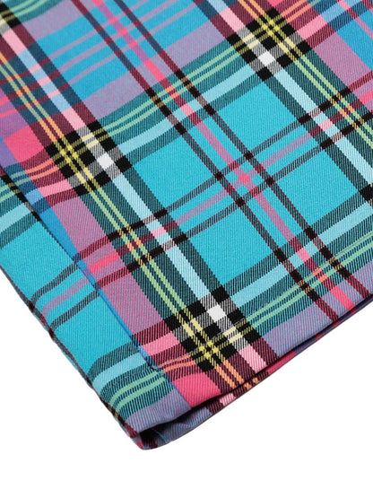 Draw String Contrast Plaid Pants 