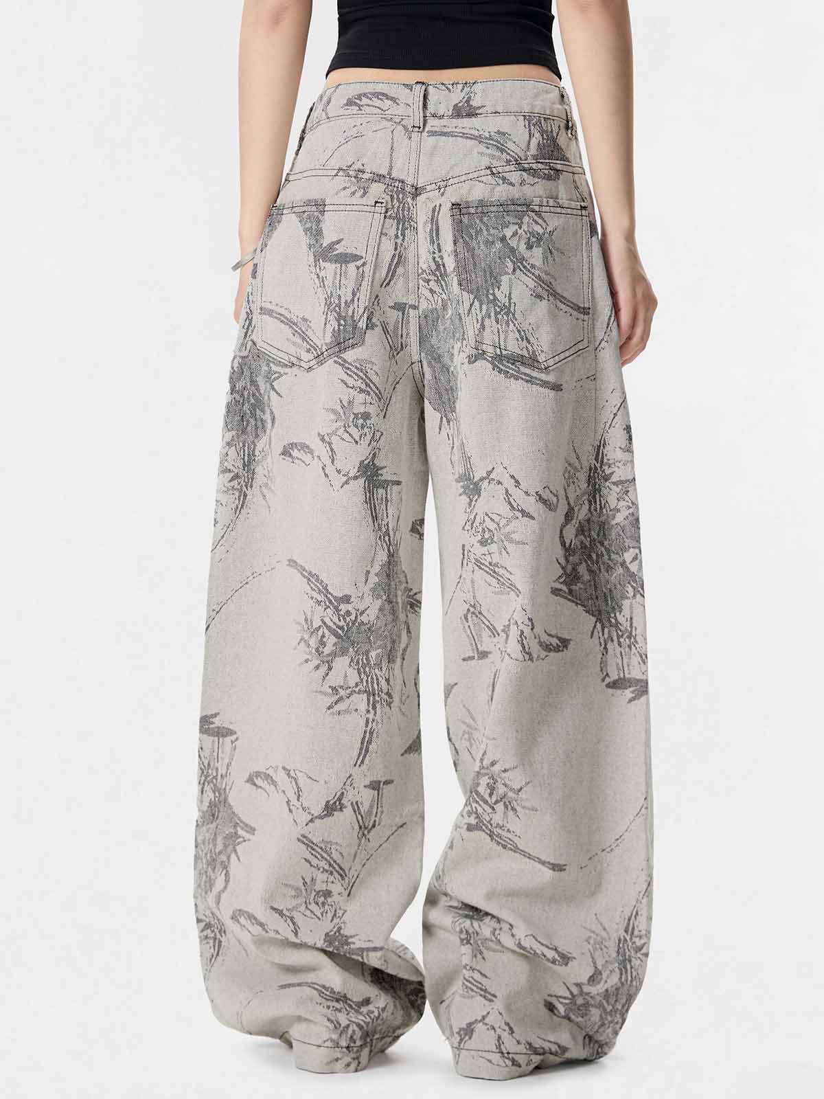 Vintage Jacquard Straight-Leg Jeans 