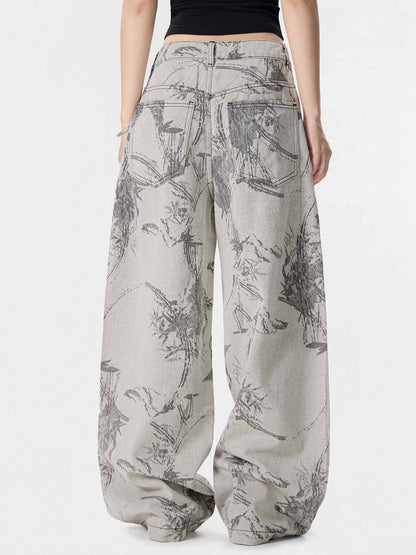 Vintage Jacquard Straight-Leg Jeans 