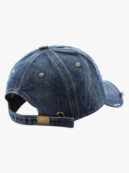 Distressed Denim Baseball Cap with Vintage 1920s Patch - Perfect for Casual and Sporty Looks 