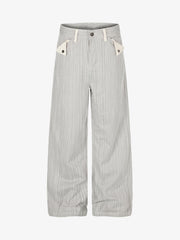 Striped Color Block Pocket Jeans