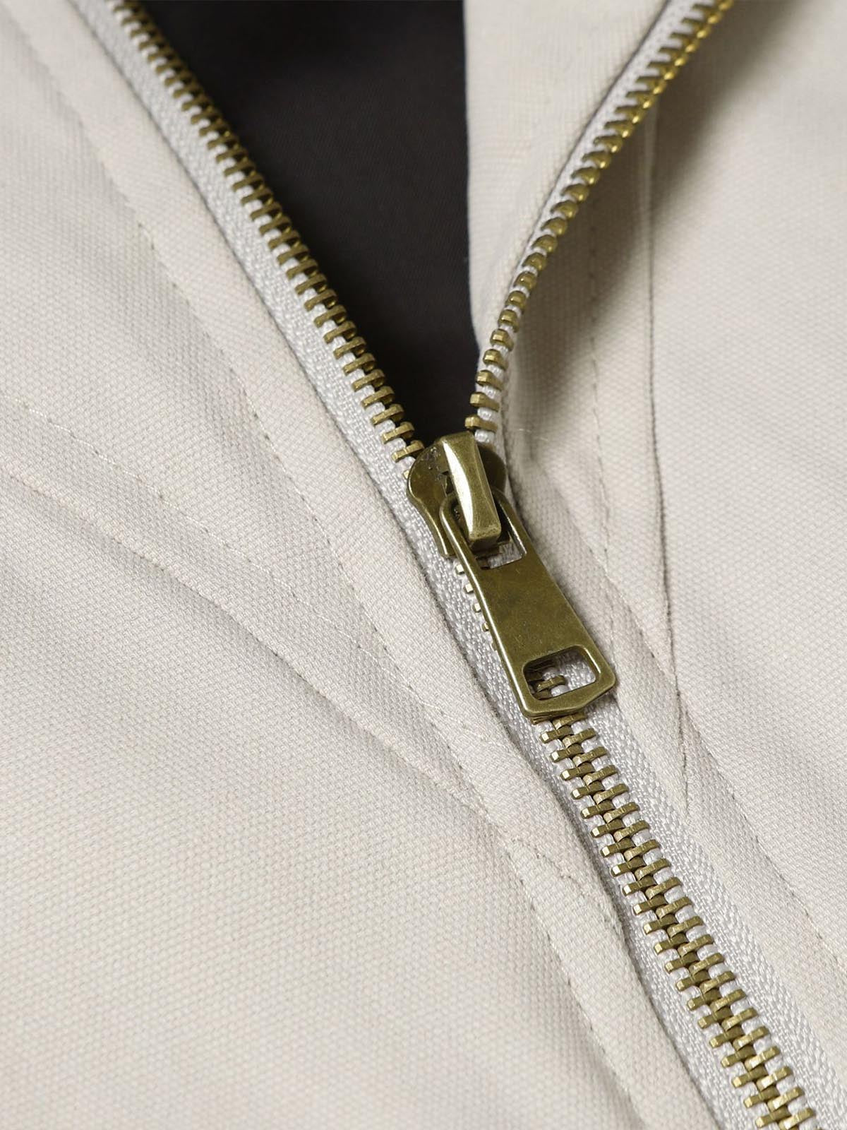 Studded Sleeve Stand-Collar Zip Jacket
