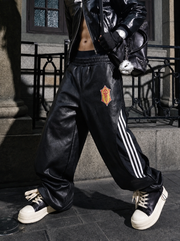 Avant-Garde Double-Waist Faux Leather Trousers
