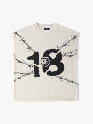 Supermade Waffle Thorn Print Sleeveless T-Shirt 