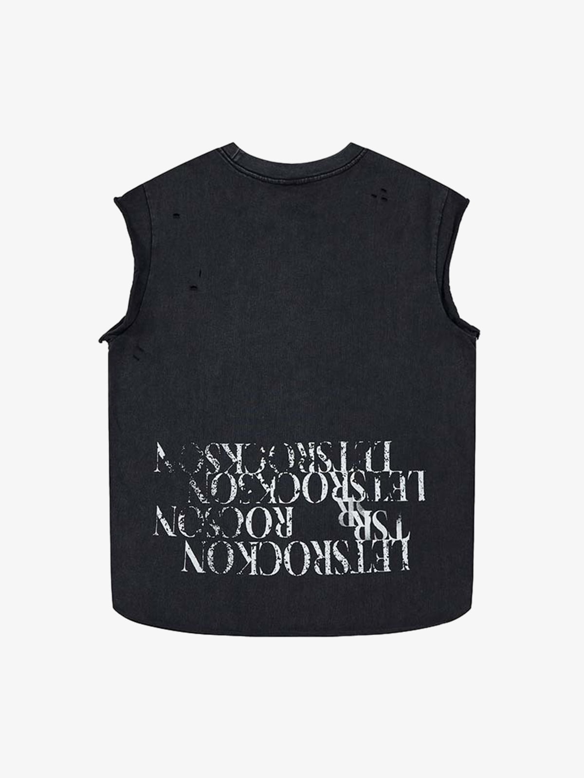 Letter Graphic Spray-Painted Distressed Vest