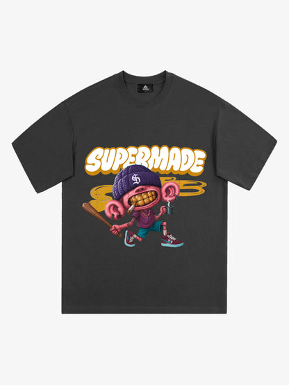 Thesupermade Cartoon Graffiti Baseball Cool Boy T-shirt 