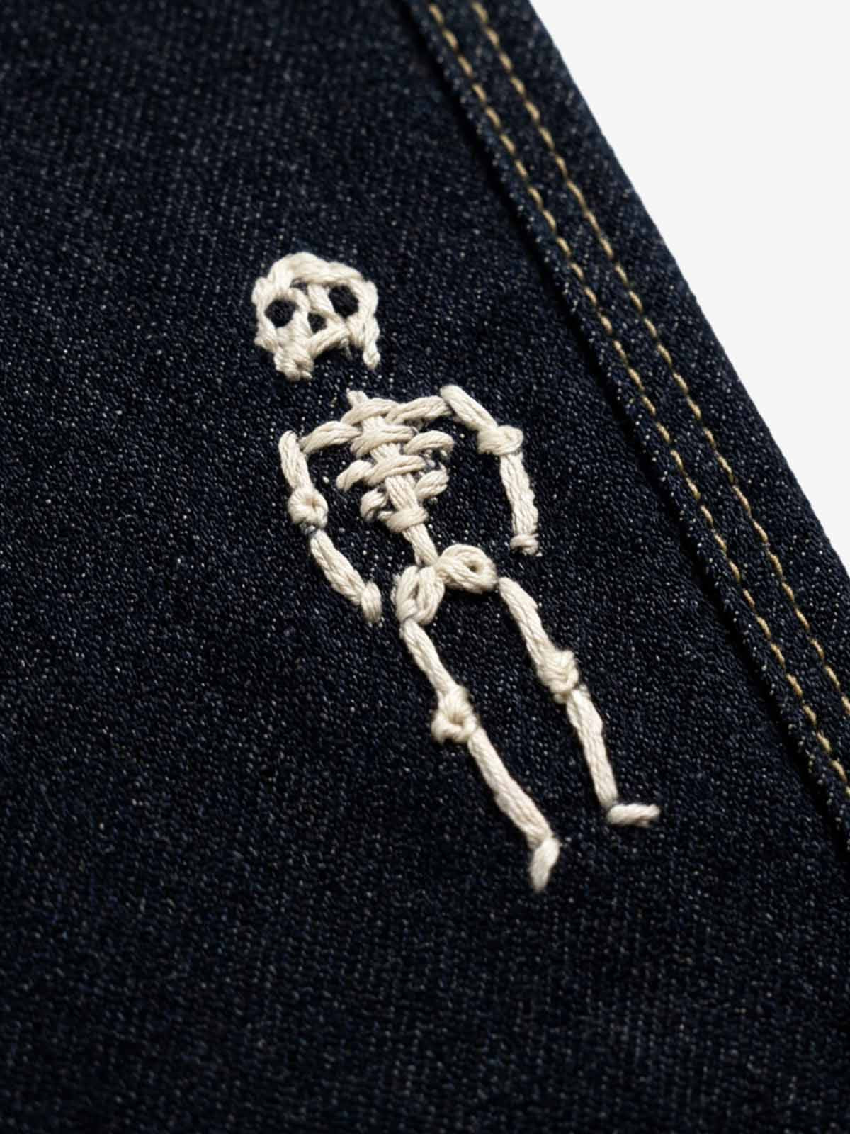 Pirate Skull Heavyweight Black Raw Denim Jeans