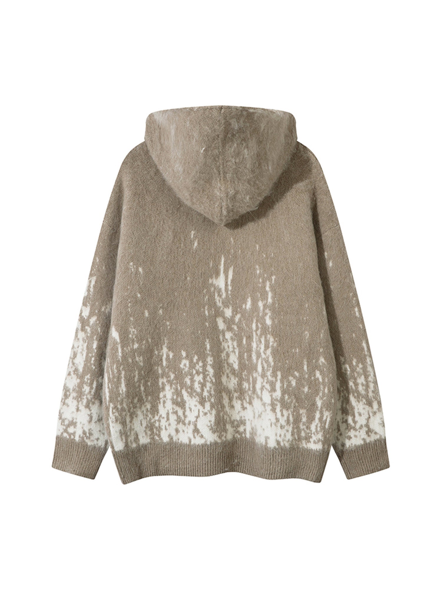 Thesupermade Star Mohair Fuzzy Hooded Zip Up Sweater 