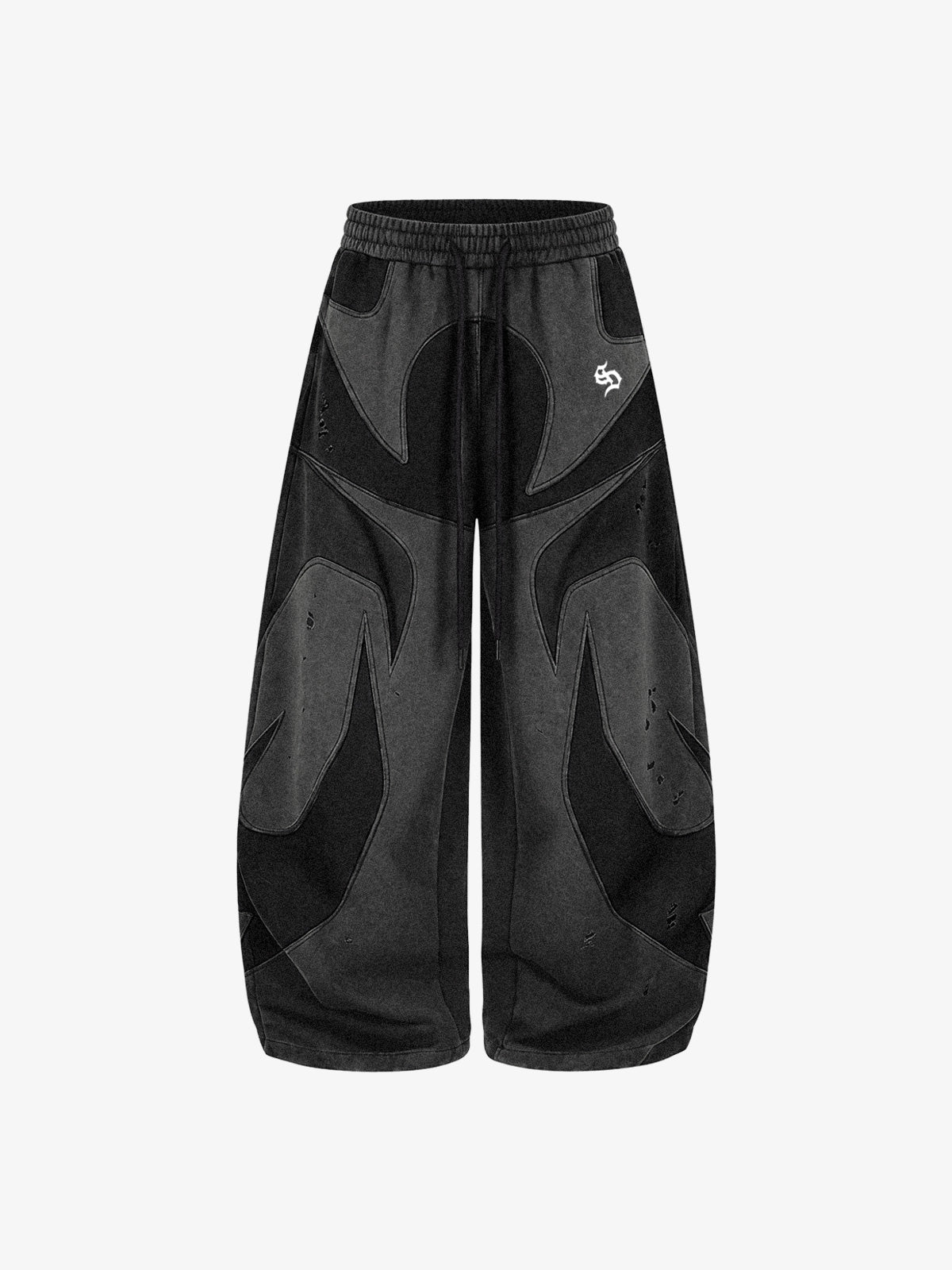 Washed Panelled High-Neck Zip Hoodie & Wide-Leg Sweatpants Set