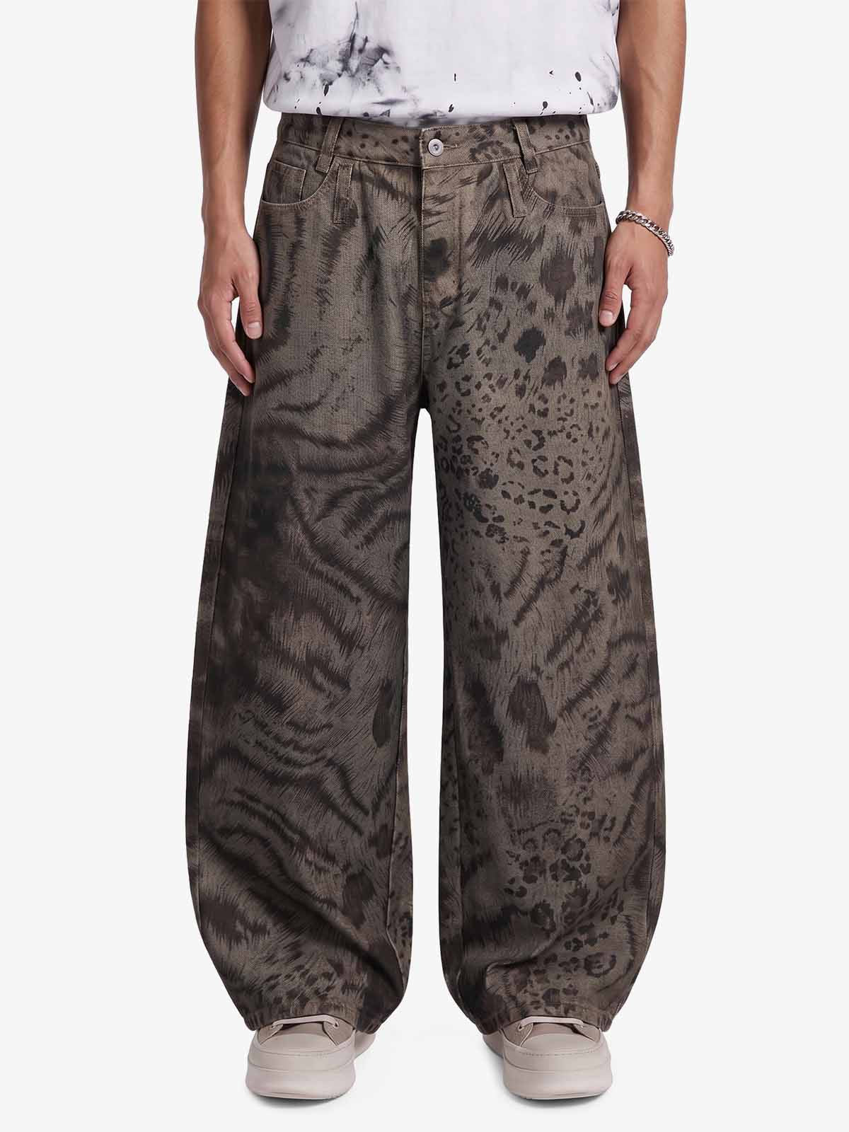 Leopard Tiger Curved-Leg Jeans 