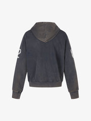 Kapuzenpullover mit kastenförmigem Schnitt und Reißverschluss im Used-Look