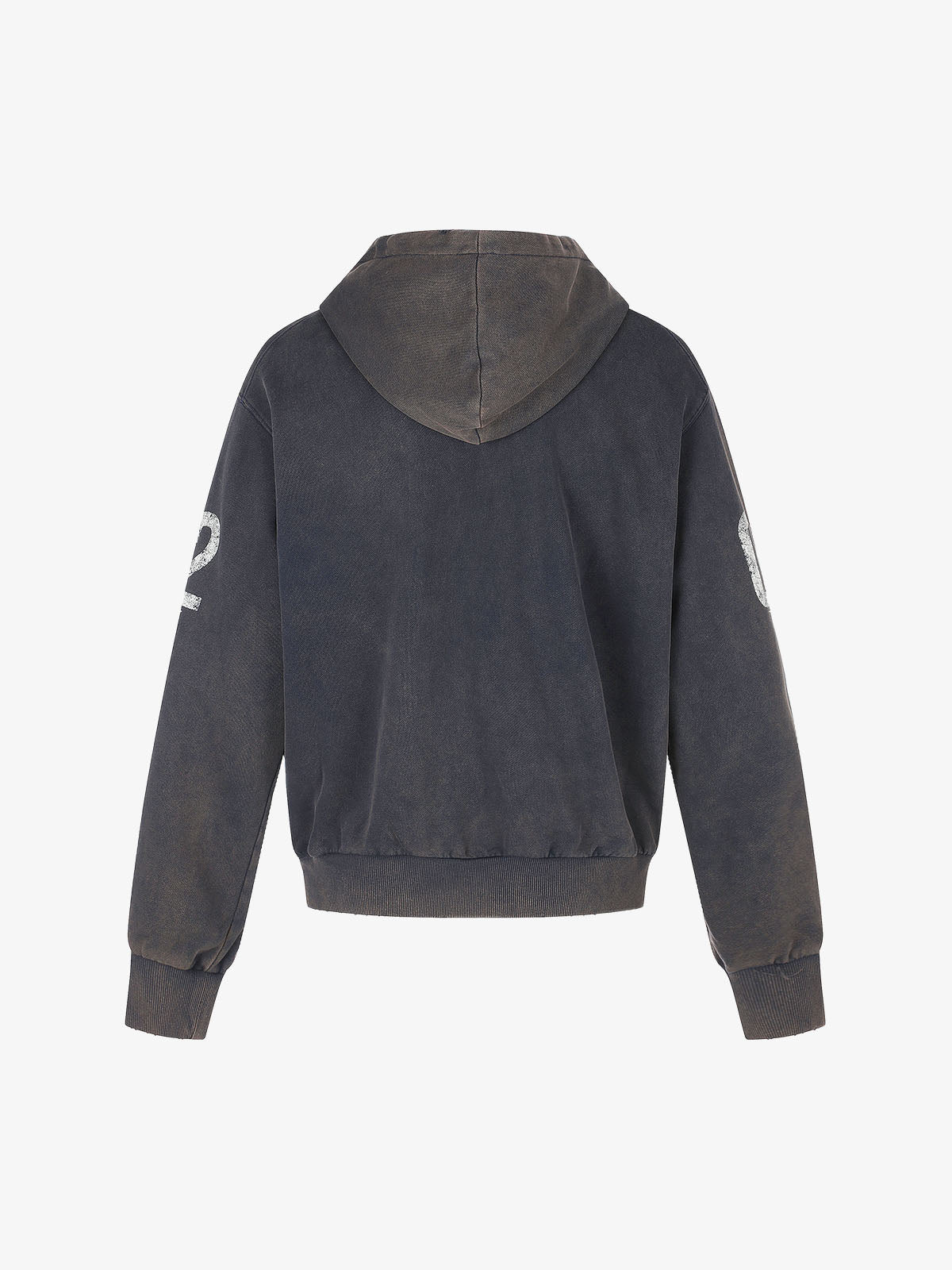 Distressed Boxy Fit Zip-Up Hoodie