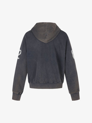 Distressed Boxy Fit Zip-Up Hoodie