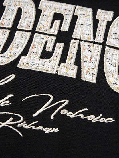 Vintage Patchwork Embroidered Letter T-shirt 
