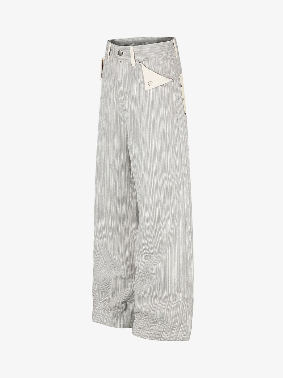 Striped Color Block Pocket Jeans; Gray / S, Gray / M, Gray / L, Gray / XL, Gray / 2XL