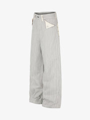 Striped Color Block Pocket Jeans; Gray / S, Gray / M, Gray / L, Gray / XL, Gray / 2XL